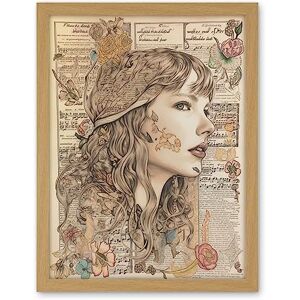 Artery8 Upcycled Music Book Page Singer Portrait Illustration Artwork Framed Wall Art Print 18X24 Inch Artery8 Upcycled Music Book Page Singer Portrait Illustration Artwork Framed Wall Art Print 18X24 Inch