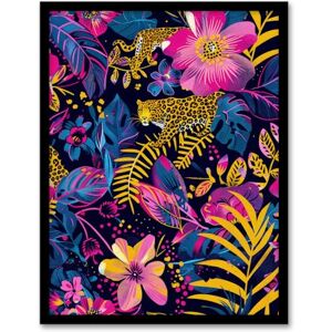 Artery8 Leopard Floral Pattern Trippy Psychedelic Design For Living Room Artwork Framed Wall Art Print A4 Artery8 Leopard Floral Pattern Trippy Psychedelic Design For Living Room Artwork Framed Wall Art Print A4