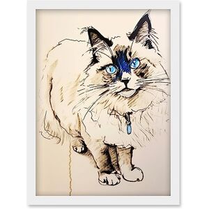 Artery8 Blue Point Ragdoll Cat Sketch Drawing Portrait Artwork Framed Wall Art Print A4 Artery8 Blue Point Ragdoll Cat Sketch Drawing Portrait Artwork Framed Wall Art Print A4