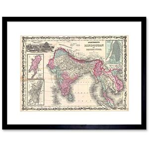Wee Blue Coo Map Johnson 1862 India Southeast Asia Framed Art Print Picture F12X019 Wee Blue Coo Map Johnson 1862 India Southeast Asia Framed Art Print Picture F12X019
