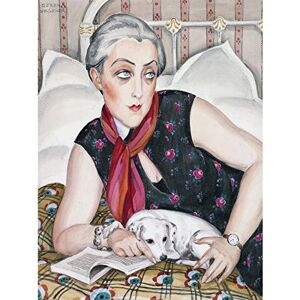 Artery8 Gerda Wegener Woman Dog Reading Painting Extra Large XL Wall Art Poster Print Artery8 Gerda Wegener Woman Dog Reading Painting Extra Large XL Wall Art Poster Print