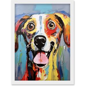 Artery8 Colourful Dog Portrait Artwork by Jason Brydson Happy Face Oil Painting Bold Bright Vibrant Artwork Framed Wall Art Print A4 Artery8 Colourful Dog Portrait Artwork by Jason Brydson Happy Face Oil Painting Bold Bright Vibrant Artwork Framed Wall Art Print A4