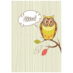 Wee Blue Coo Painting Illustration Cartoon Owl Hoot Leaves Branch Cute Wall Art Print Wee Blue Coo Painting Illustration Cartoon Owl Hoot Leaves Branch Cute Wall Art Print