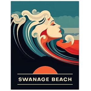 Artery8 The Seaside Calls Swanage Beach England UK Sunset Woman of the Waves Sea Siren Ocean Large Wall Art Poster Print Thick Paper 18X24 Inch Artery8 The Seaside Calls Swanage Beach England UK Sunset Woman of the Waves Sea Siren Ocean Large Wall Art Poster Print Thick Paper 18X24 Inch