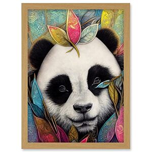 Doppelganger33 LTD Cute Panda In Bright Colourful Tribal Pattern Jungle Leaves Illustration Artwork Framed A3 Wall Art Print Doppelganger33 LTD Cute Panda In Bright Colourful Tribal Pattern Jungle Leaves Illustration Artwork Framed A3 Wall Art Print