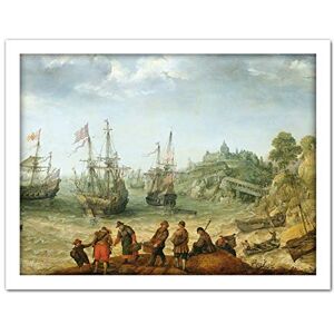 Artery8 Adam Willaerts Ships Off A Rocky Coast Painting Artwork Framed Wall Art Print 18X24 Inch Artery8 Adam Willaerts Ships Off A Rocky Coast Painting Artwork Framed Wall Art Print 18X24 Inch