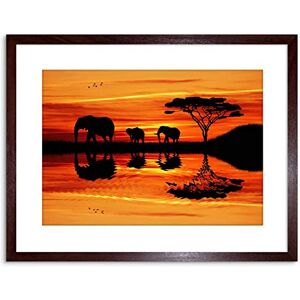 Wee Blue Coo Photo African Elephant Silhouette Sunset Framed Wall Art Print Wee Blue Coo Photo African Elephant Silhouette Sunset Framed Wall Art Print