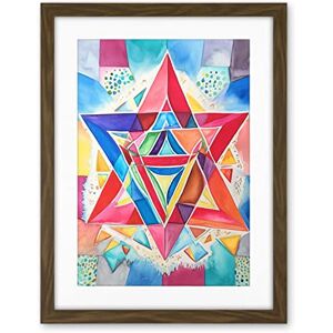 Artery8 Jewish Star Of David Bright Multicoloured Folk Art Watercolour Painting Artwork Framed Wall Art Print 18X24 Inch Artery8 Jewish Star Of David Bright Multicoloured Folk Art Watercolour Painting Artwork Framed Wall Art Print 18X24 Inch