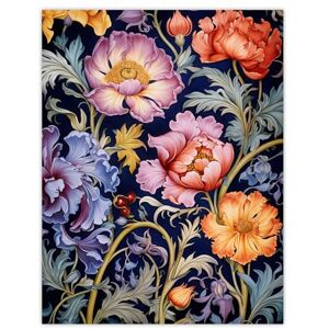 Artery8 Modern William Morris Style Elegant Anemone Flowers Floral Pattern Colourful Artwork On Blue Extra Large XL Wall Art Poster Print Artery8 Modern William Morris Style Elegant Anemone Flowers Floral Pattern Colourful Artwork On Blue Extra Large XL Wall Art Poster Print