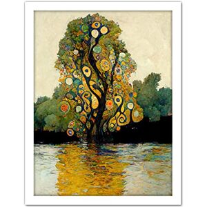 Doppelganger33 LTD Klimt Style Tree River Bank Scene Artwork Framed Wall Art Print 18X24 Inch Doppelganger33 LTD Klimt Style Tree River Bank Scene Artwork Framed Wall Art Print 18X24 Inch