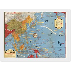 Artery8 Military Map Turner 1944 World War WWII On To Tokyo Pacific Artwork Framed Wall Art Print A4 Artery8 Military Map Turner 1944 World War WWII On To Tokyo Pacific Artwork Framed Wall Art Print A4