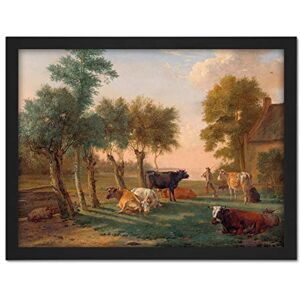 Artery8 Paul Gabriel Cows In A Meadow Near A Farm Painting Artwork Framed Wall Art Print 18X24 Inch Artery8 Paul Gabriel Cows In A Meadow Near A Farm Painting Artwork Framed Wall Art Print 18X24 Inch