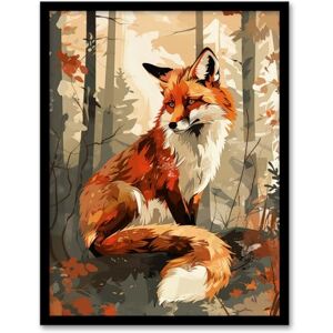 Artery8 Red Fox Autumn Forest Landscape Portrait Design For Living Room Artwork Framed Wall Art Print A4 Artery8 Red Fox Autumn Forest Landscape Portrait Design For Living Room Artwork Framed Wall Art Print A4