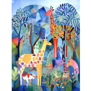 Artery8 Grazing Animals Folk Art Watercolour Painting Extra Large XL Wall Art Poster Print Artery8 Grazing Animals Folk Art Watercolour Painting Extra Large XL Wall Art Poster Print