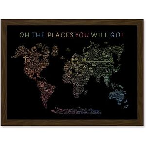 Artery8 - WorldTravelLineMap - Rainbow - Framed Wall Art Artery8 - WorldTravelLineMap - Rainbow - Framed Wall Art