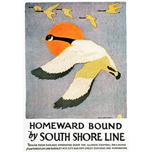 Wee Blue Coo Travel Tourism Illinois Rail Chicago Goose USA Vintage Ad Wall Art Print Wee Blue Coo Travel Tourism Illinois Rail Chicago Goose USA Vintage Ad Wall Art Print