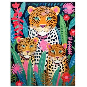 Artery8 Leopard Family Vibrant Oil Painting Orange Pink Green Floral Jungle Wildlife Kids Bedroom Large Wall Art Poster Print Thick Paper 18X24 Inch Artery8 Leopard Family Vibrant Oil Painting Orange Pink Green Floral Jungle Wildlife Kids Bedroom Large Wall Art Poster Print Thick Paper 18X24 Inch