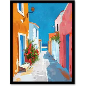 Artery8 Greek Coastal Village Street Painting Calm Sunny Bathroom Toilet Artwork Framed Wall Art Print A4 Artery8 Greek Coastal Village Street Painting Calm Sunny Bathroom Toilet Artwork Framed Wall Art Print A4