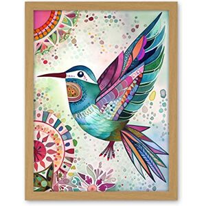 Artery8 Hummingbird With Multicolour Mandala Patterns Folk Art Watercolour Painting Artwork Framed Wall Art Print 18X24 Inch Artery8 Hummingbird With Multicolour Mandala Patterns Folk Art Watercolour Painting Artwork Framed Wall Art Print 18X24 Inch