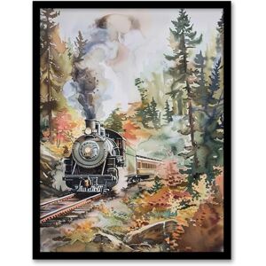 Artery8 Locomotive Train on Autumn Forest Railway Track Living Room Artwork Framed Wall Art Print 18X24 Inch Artery8 Locomotive Train on Autumn Forest Railway Track Living Room Artwork Framed Wall Art Print 18X24 Inch