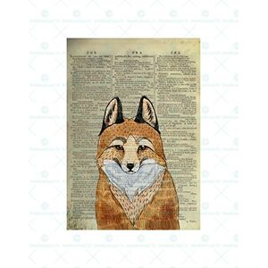 Wee Blue Coo Upcycle Dictionary Fox Drawing Wall Art Print Wee Blue Coo Upcycle Dictionary Fox Drawing Wall Art Print