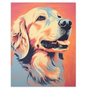 Artery8 Golden Retriever Dog Pastel Tone Screen Print Risograph Artwork Spot Block Colour Duotone Retro Riso Interior Design Extra Large XL Wall Art Poster Print Artery8 Golden Retriever Dog Pastel Tone Screen Print Risograph Artwork Spot Block Colour Duotone Retro Riso Interior Design Extra Large XL Wall Art Poster Print
