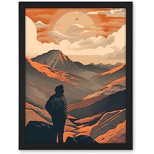 Artery8 Hike to the Top Hiker on Mountain Peak Landscape Artwork Framed Wall Art Print 18X24 Inch Artery8 Hike to the Top Hiker on Mountain Peak Landscape Artwork Framed Wall Art Print 18X24 Inch