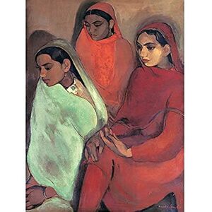 Artery8 Sher-Gil Group Of Three Girls Indian Painting Unframed Wall Art Print Poster Home Decor Premium Artery8 Sher-Gil Group Of Three Girls Indian Painting Unframed Wall Art Print Poster Home Decor Premium