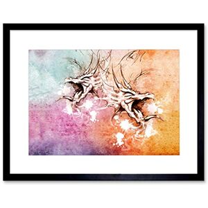 Wee Blue Coo PAINTING DRAWING TATTOO SKETCH DRAGON HEAD COLOUR FRAMED ART PRINT B12X13266 Wee Blue Coo PAINTING DRAWING TATTOO SKETCH DRAGON HEAD COLOUR FRAMED ART PRINT B12X13266