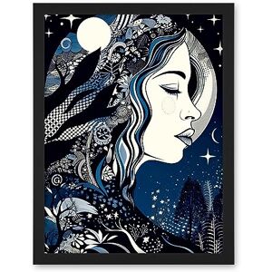 Artery8 New Moon Goddess Winter Moonlit Witchy Forest Starry Night Mother Nature Boho Patterns Artwork Framed Wall Art Print 18X24 Inch Artery8 New Moon Goddess Winter Moonlit Witchy Forest Starry Night Mother Nature Boho Patterns Artwork Framed Wall Art Print 18X24 Inch