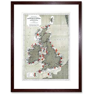 Wee Blue Coo Map Antique 1884 Price Lighthouses Lightships British Isle Framed Wall Art Print Wee Blue Coo Map Antique 1884 Price Lighthouses Lightships British Isle Framed Wall Art Print