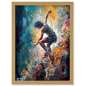 Artery8 Rock Climber Multicoloured Mountain Cliff Descent Artwork Framed Wall Art Print A4 Artery8 Rock Climber Multicoloured Mountain Cliff Descent Artwork Framed Wall Art Print A4