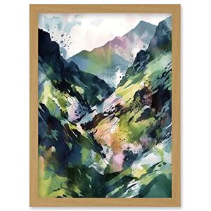 Artery8 - Spring Mountain Slope Landscape - Light Oak - Framed Wall Art Artery8 - Spring Mountain Slope Landscape - Light Oak - Framed Wall Art