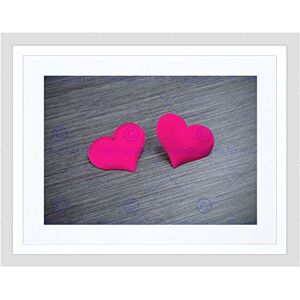 Wee Blue Coo PHOTO COMPOSITION TWO PINK LOVE HEART SHAPES TEXTURED FRAMED ART PRINT B12X13091 Wee Blue Coo PHOTO COMPOSITION TWO PINK LOVE HEART SHAPES TEXTURED FRAMED ART PRINT B12X13091