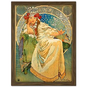 Wee Blue Coo Mucha Princess Hyacinth 1911 Artwork Framed Wall Art Print 18X24 Inch Wee Blue Coo Mucha Princess Hyacinth 1911 Artwork Framed Wall Art Print 18X24 Inch