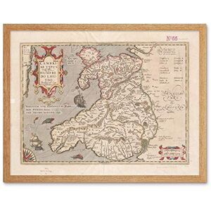 Fine Art Prints Hondius 1633 Welsh Latin Early Map Wales Cymru Art Print Framed Poster Wall Decor 12x16 inch Fine Art Prints Hondius 1633 Welsh Latin Early Map Wales Cymru Art Print Framed Poster Wall Decor 12x16 inch