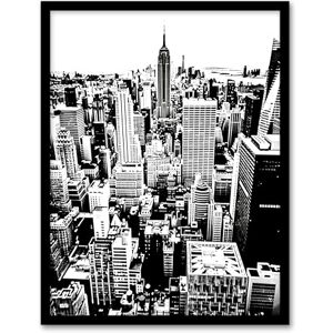 Artery8 New York Aerial View Black White High Contrast Living Room Artwork Framed Wall Art Print A4 Artery8 New York Aerial View Black White High Contrast Living Room Artwork Framed Wall Art Print A4