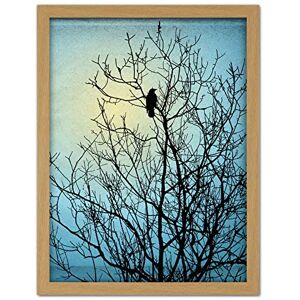 Wee Blue Coo Raven Tree Silhouette Artwork Framed Wall Art Print 18X24 Inch Wee Blue Coo Raven Tree Silhouette Artwork Framed Wall Art Print 18X24 Inch