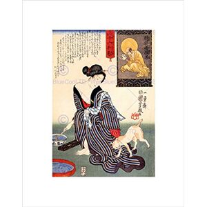 Wee Blue Coo PAINTING UTAGAWA KUNIYOSHI WOMAN GEISHA JAPAN CAT FRAMED ART PRINT B12X12555 Wee Blue Coo PAINTING UTAGAWA KUNIYOSHI WOMAN GEISHA JAPAN CAT FRAMED ART PRINT B12X12555