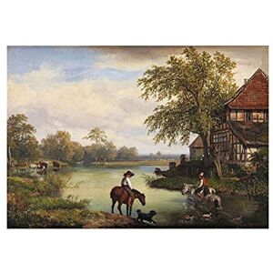Wee Blue Coo Painting Landscape Rural Brandes Rider At River Wall Art Print Wee Blue Coo Painting Landscape Rural Brandes Rider At River Wall Art Print