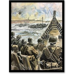 Artery8 War Military Normandy Landing D Day Watercolour Man Cave Artwork Framed Wall Art Print 18X24 Inch Artery8 War Military Normandy Landing D Day Watercolour Man Cave Artwork Framed Wall Art Print 18X24 Inch