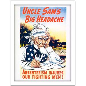 Fine Art Prints War WWII USA Uncle Sam Absenteeism Headache Advert Artwork Framed Wall Art Print 18X24 Inch Fine Art Prints War WWII USA Uncle Sam Absenteeism Headache Advert Artwork Framed Wall Art Print 18X24 Inch
