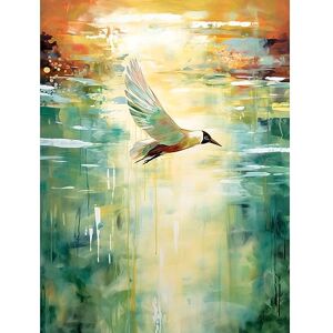 Artery8 Black Headed Gull Flying Over a Calm Sea at Sunset Extra Large XL Wall Art Poster Print Artery8 Black Headed Gull Flying Over a Calm Sea at Sunset Extra Large XL Wall Art Poster Print