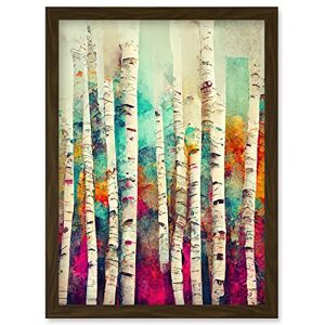 Wee Blue Coo Abstract Multi Coloured Birch Tree Forest Vibrant Colourful Oil Painting Artwork Framed Wall Art Print A4 Wee Blue Coo Abstract Multi Coloured Birch Tree Forest Vibrant Colourful Oil Painting Artwork Framed Wall Art Print A4