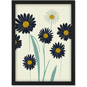 Doppelganger33 LTD Abstract Illustrated Black Daisy Marigold Blossoms Flowers Artwork Framed Wall Art Print A4 Doppelganger33 LTD Abstract Illustrated Black Daisy Marigold Blossoms Flowers Artwork Framed Wall Art Print A4