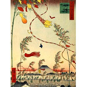 Wee Blue Coo Painting Japanese Woodblock Flags In Wind Art Large Art Print Poster Wall Decor 18x24 inch Wee Blue Coo Painting Japanese Woodblock Flags In Wind Art Large Art Print Poster Wall Decor 18x24 inch