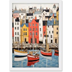 Artery8 Colourful Town Harbour Acrylic Painting Red Yellow Blue Fishing Boats Coastal Townscape Artwork Framed A3 Wall Art Print Artery8 Colourful Town Harbour Acrylic Painting Red Yellow Blue Fishing Boats Coastal Townscape Artwork Framed A3 Wall Art Print