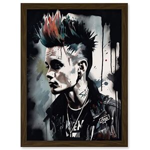 Artery8 Punk Rock Music Fashion Young Man with a Mohawk Modern Watercolour Painting Artwork Framed A3 Wall Art Print Artery8 Punk Rock Music Fashion Young Man with a Mohawk Modern Watercolour Painting Artwork Framed A3 Wall Art Print