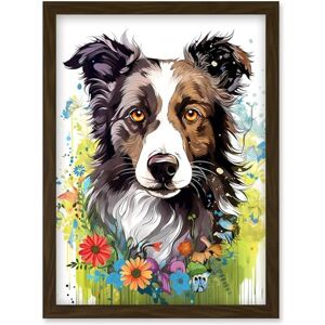 Artery8 Border Collie Dog Bright Watercolour Painting Floral Portrait with Wildflowers and Butterflies Artwork Framed Wall Art Print A4 Artery8 Border Collie Dog Bright Watercolour Painting Floral Portrait with Wildflowers and Butterflies Artwork Framed Wall Art Print A4