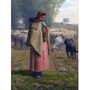 Artery8 Millet Young Girl Guarding Her Sheep Painting Unframed Wall Art Print Poster Home Decor Premium Artery8 Millet Young Girl Guarding Her Sheep Painting Unframed Wall Art Print Poster Home Decor Premium